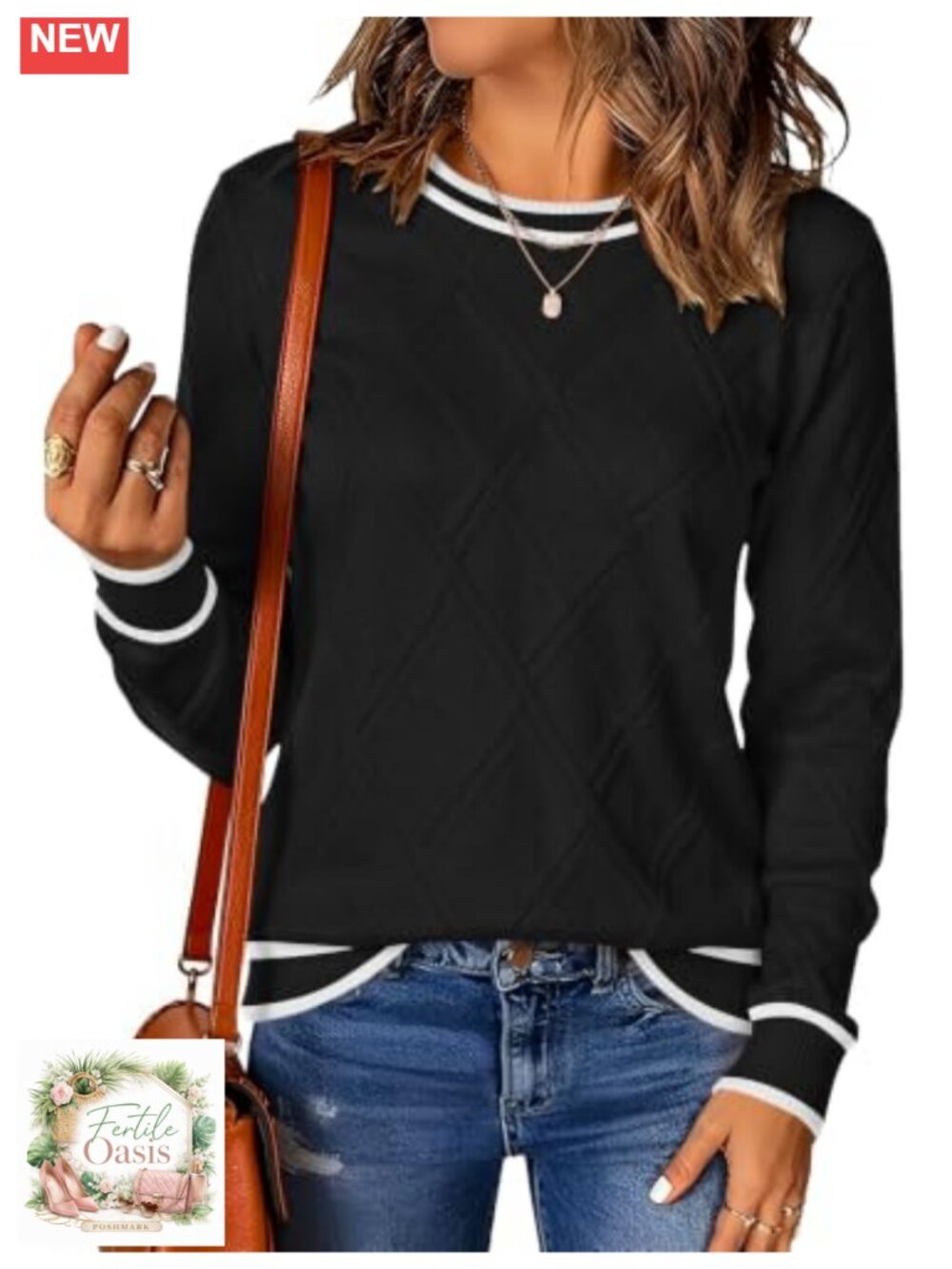 Women's Cable Knit Pullover Sweater Long Sleeve Crew Neck Fall Winter